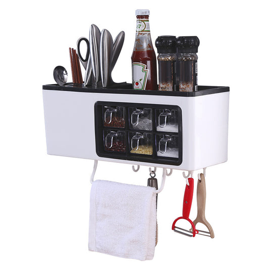 Kitchen Organizer Wall Rack – Declutter Your Countertop | Spice Rack & Utensil Holder