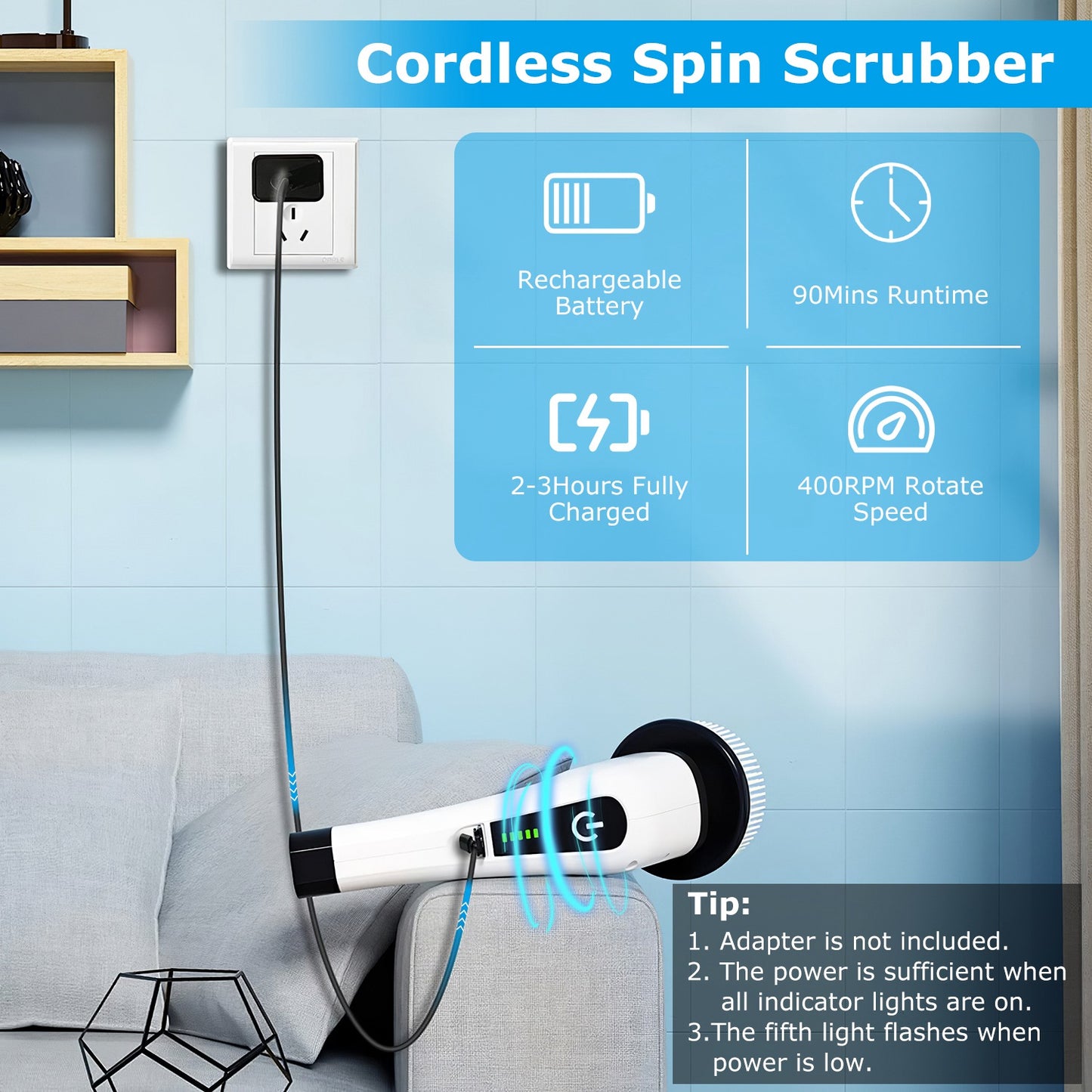 Electric Spin Scrubber – Clean Smarter, Not Harder | Cordless, Telescopic Handle, 8 Brush Heads & Waterproof