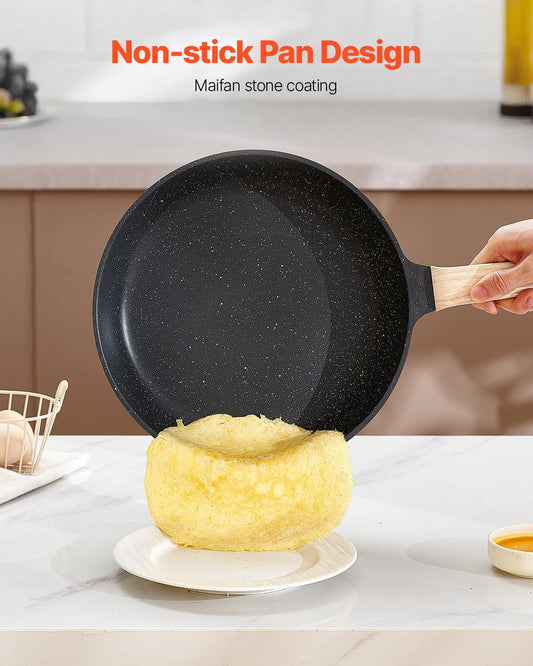 17 Piece Pots And Pans Set Granite Nonstick Kitchen Cookware Black