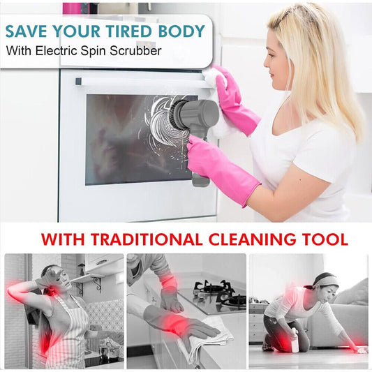 Electric Spin Scrubber | Cordless Cleaning Brush with 7 Brush Heads