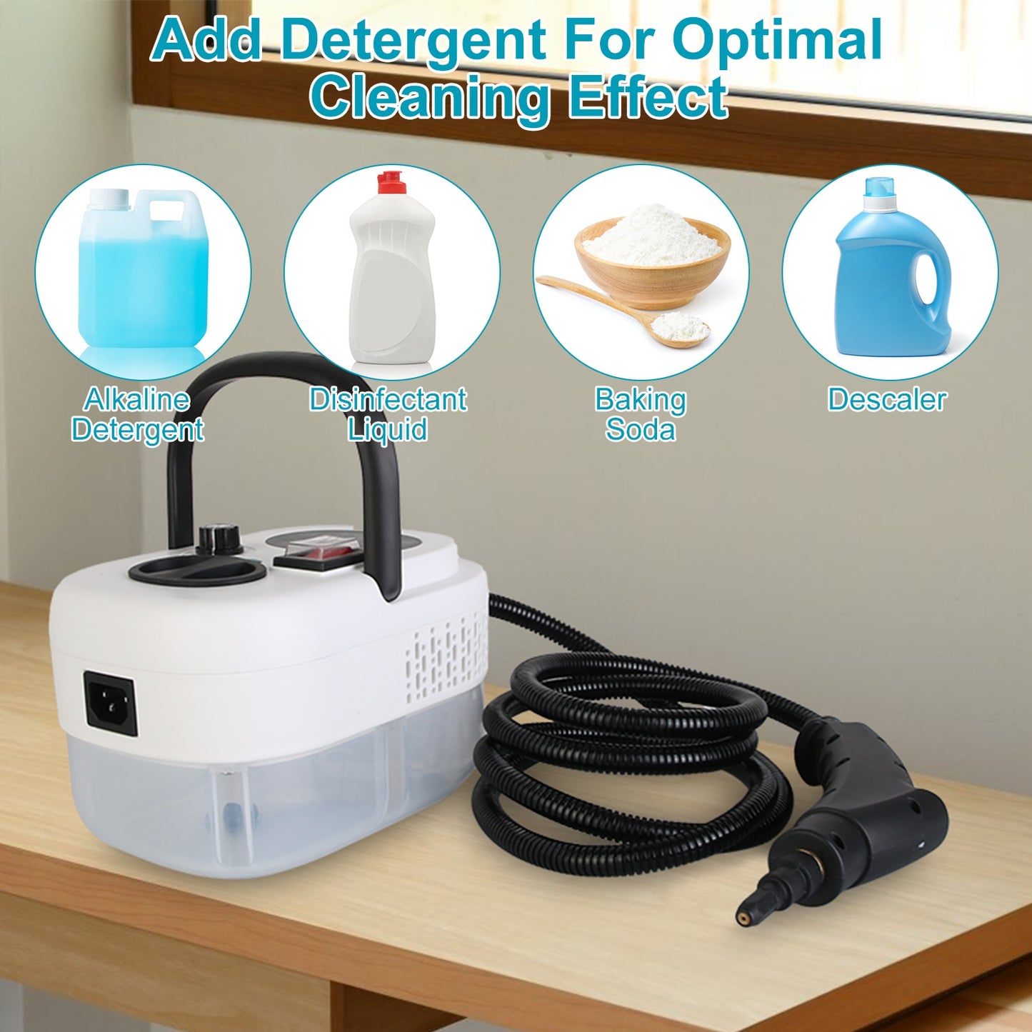 2500W Handheld Steamer Cleaner Multifunctional Little Steamer Powerful High Temp Steam Clean Machine For Cleaning Car Detailing Couch Floor Tile Microwave Mattress Bed Bugs Windows