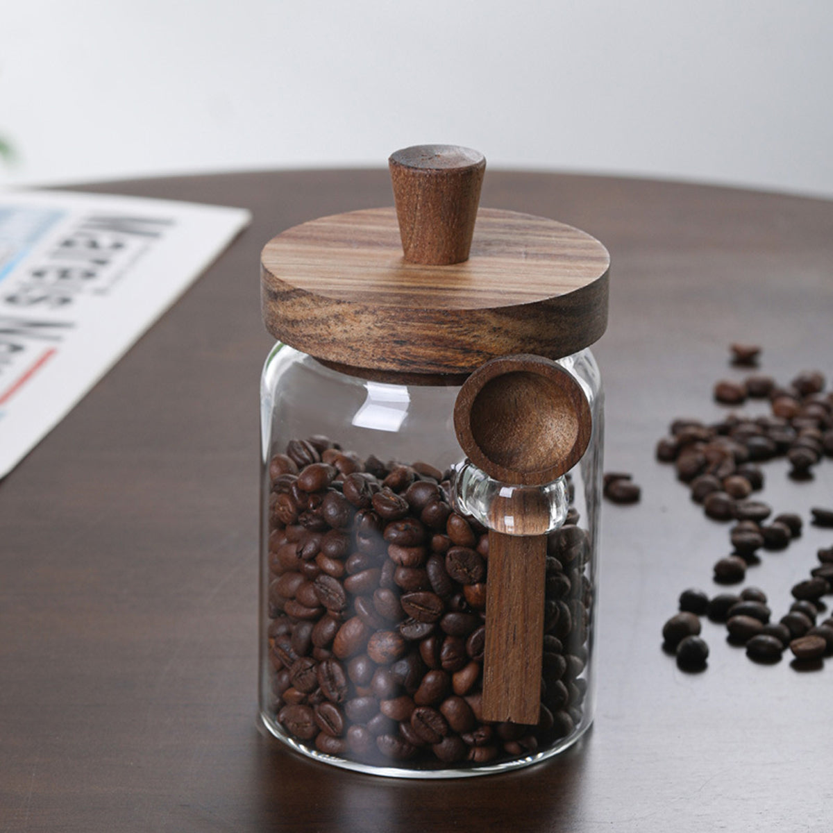 3Pcs Glass Coffee Jars With Spoons,Candy Jars,Biscuit Jars,Storage Jars,Tea Jars