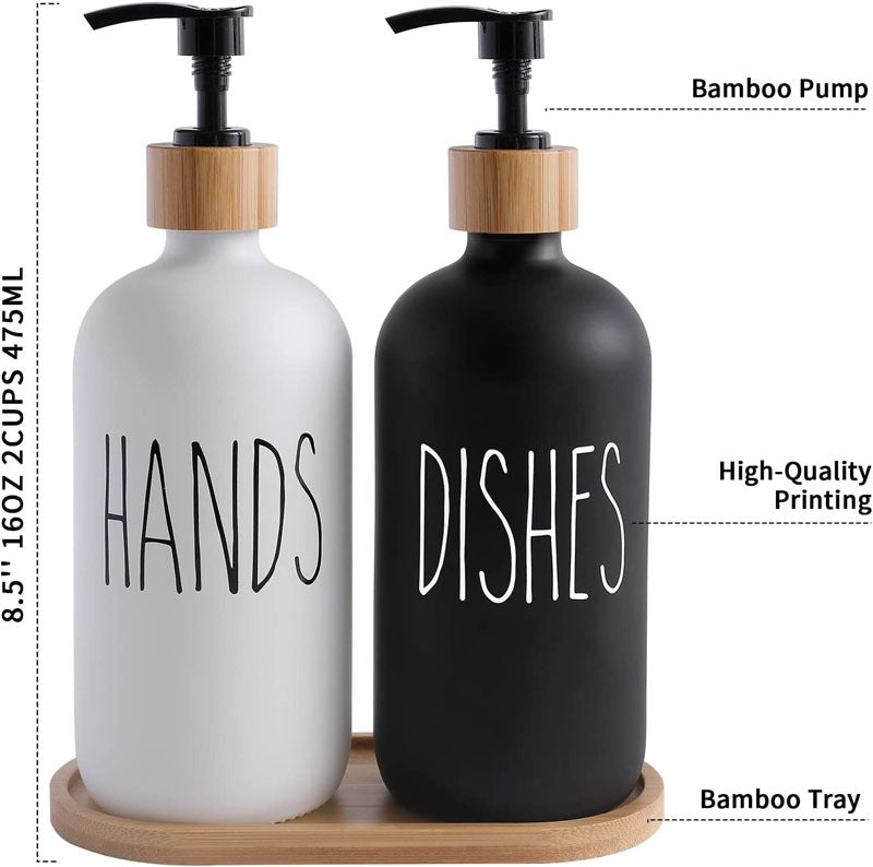 luxury Soap Dispenser Set – Upgrade Your Sink | Refillable Wooden Pump Bottles for Kitchen & Bathroom