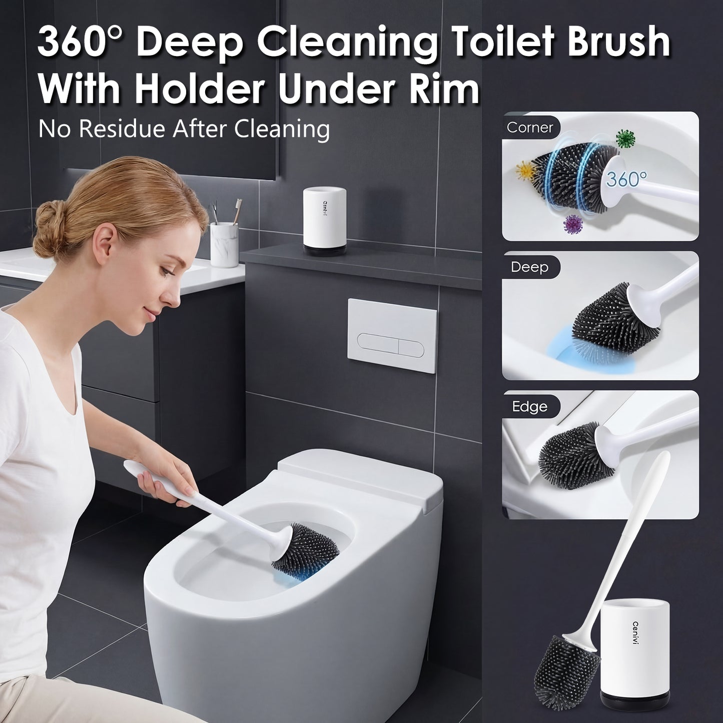 Silicone Toilet Brush Set | No-Drip, Deep-Clean Design