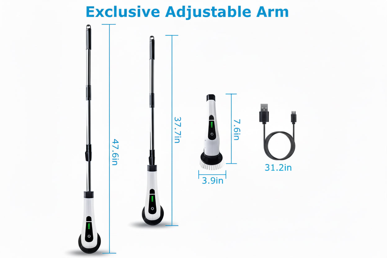 Electric Spin Scrubber – Clean Smarter, Not Harder | Cordless, Telescopic Handle, 8 Brush Heads & Waterproof