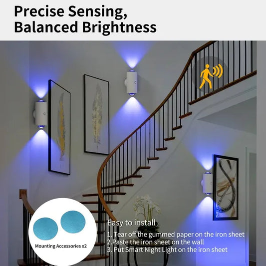 Rechargeable Magnetic LED Night Light | Multi-Color Dimmable Wall Lamp for Bedroom, Entryway & Closet (2-Pack)